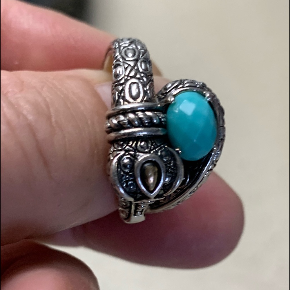 JAI ring.  Croco  Turqoise and Marcasite